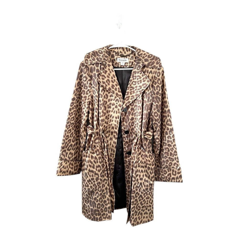 Preston &‎ York Leopard Print Belted Trench Coat Size 14